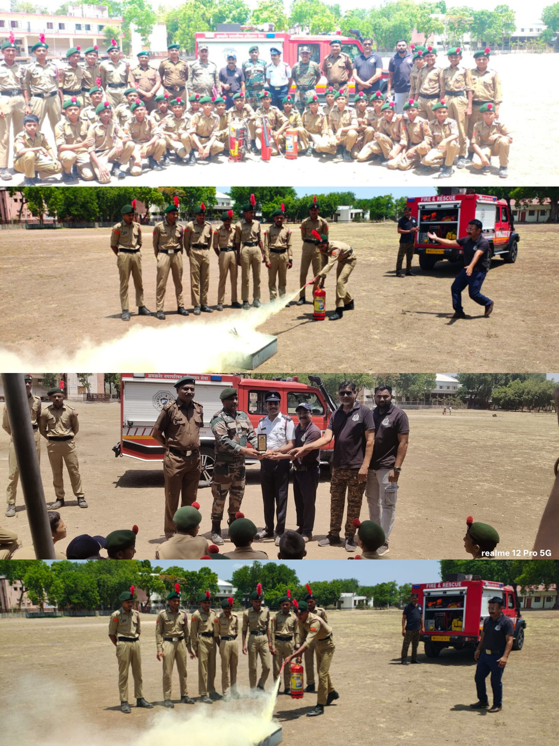 प्रताप महाविद्यालयातील एनसीसी संयुक्त वार्षिक प्रशिक्षण शिबिरात अग्निशमन विभागाचे प्रात्यक्षिक; ३५६ छात्र सैनिकांना आपत्कालीन व्यवस्थापनाचे धडे