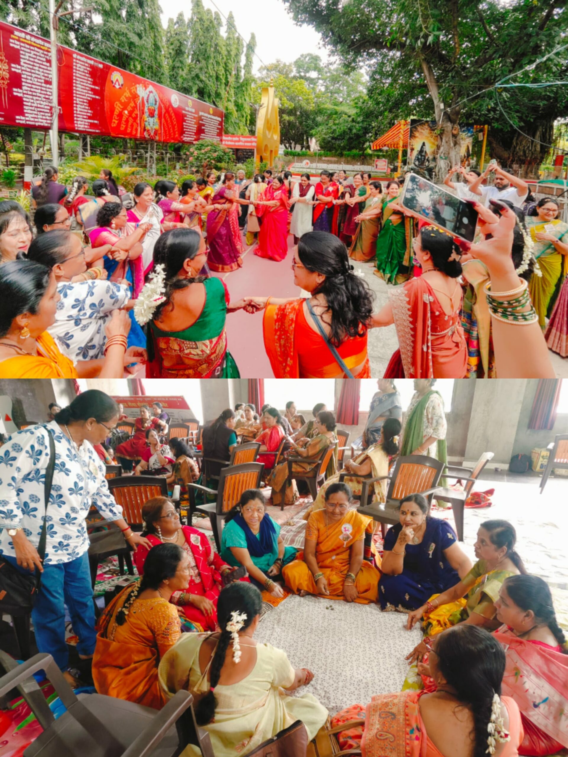 ढोल-ताशांच्या गजरात माहेरवाशिणींचे औक्षणासह स्वागत!     गजरा, मेंदी, बांगड्यांच्या साजशृंगाराने नटल्या अमळनेरच्या लेकी